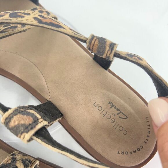 Clarks Women's Declan Spring Sandal Size 9 Black Leather Flat Ankle Strap Comfy - Picture 11 of 13